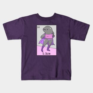 El Delfin // Mexican Luchador Dolphin Loteria Card Kids T-Shirt